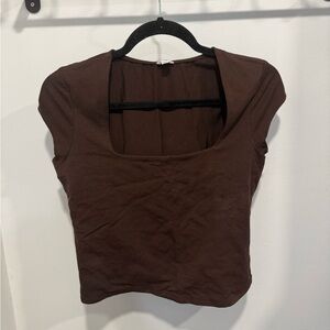Garage Square Neck Brown Women's Top